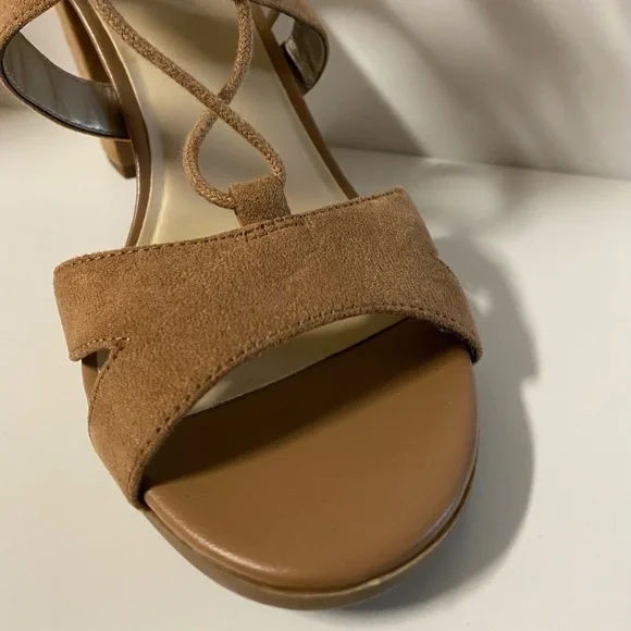 Francescas Collection Eliza Women’s 7 Lace Up Heels Open Toe Sandals Cut Out Tan - Picture 7 of 12